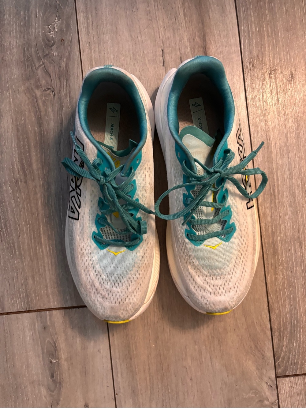 HOKA Mach X Women's White & Teal Running Shoes size 9